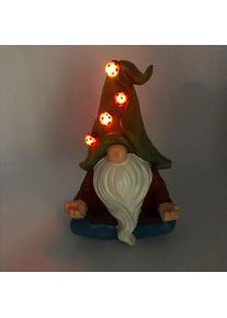 Gnome Resin Statues Outdoor Garden Decoration with Solar LED Light, Type 3