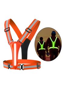 LED Night Running USB Rechargeable Adjustable Reflective Vest, Orange