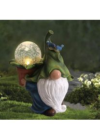 Gnome Resin Statues Outdoor Garden Decoration with Solar LED Light, Type 4