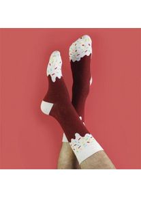 Watermelon Pineapple Chocolate Strawberry Pattern Long Casual Couple Socks, Chocolate