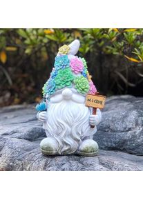 Gnome Resin Statues Outdoor Garden Decoration with Solar LED Light, Type 2