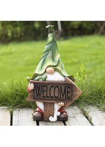 Gnome Resin Statues Outdoor Garden Decoration with Solar LED Light, Type 5