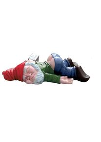 Funny Drunk Dwarf Resin Garden Gnome Statues Lying Down Decoration, Green / 24 CM