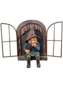 Outdoor Garden Funny Flip Window Resin Gnomes 3D Ornaments, Type 1