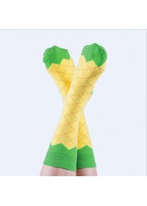Watermelon Pineapple Chocolate Strawberry Pattern Long Casual Couple Socks, Pineapple
