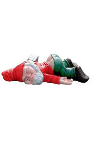 Funny Drunk Dwarf Resin Garden Gnome Statues Lying Down Decoration, Red / 24 CM