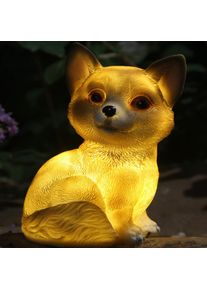 Outdoor Solar Resin Owl Puppy Rabbit Snail Sculptures Light, Puppy