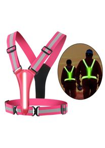 LED Night Running USB Rechargeable Adjustable Reflective Vest, Pink