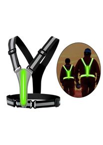 LED Night Running USB Rechargeable Adjustable Reflective Vest, Black