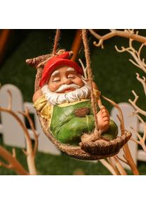 Outdoor Tree Hanging Hammock Resin Gnome Meditation Statue, Style 2