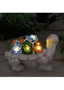 Solar Outdoor Garden Turtle Statue Ornament LED Light