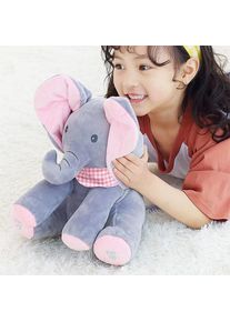 Baby Peek-A-Boo Interactive Cuddly Elephant Plush Toy Electric Music Doll