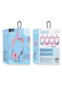Kids Cute Unicorn Wireless Bluetooth Over Ear Headphones, Light Blue