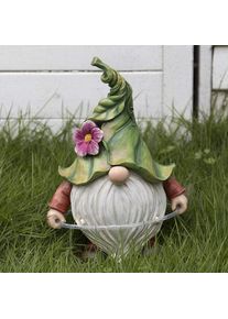 Gnome Resin Statues Outdoor Garden Decoration with Solar LED Light, Type 6
