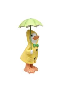 Funny Resin Duck Standing with Umbrella Outdoor Lawn Figurines Crafts, Yellow