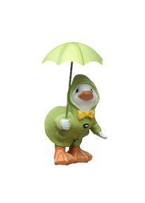 Funny Resin Duck Standing with Umbrella Outdoor Lawn Figurines Crafts, Green
