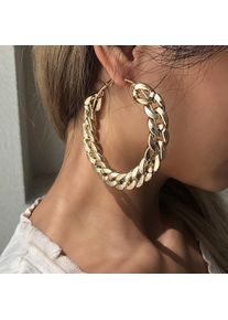 Womens Fashionable Cool Personality Big Circle Chain Earrings