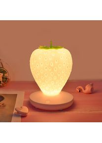Bedside Cute Silicone USB 3 Modes Touch Strawberry Night Light, White