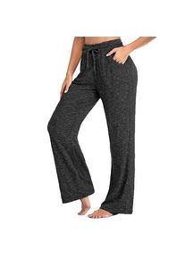 Womens Loose Casual Wide Leg Pants With Pockets, Black / M