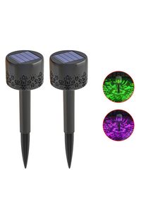 2 Pack Solar Waterproof Path Lawn Staking Induction Light, 7-Color Changing