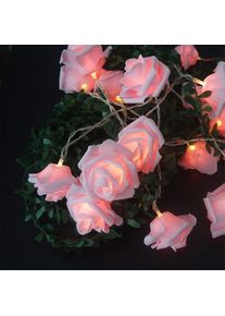 3M 20 LED Simulation Rose Lantern Fairy Lights Romantic Proposal Decoration, Warm Pink+White Rose