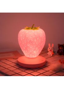 Bedside Cute Silicone USB 3 Modes Touch Strawberry Night Light, Pink