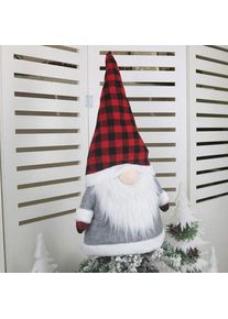Christmas Pendant Faceless Topper Gnome Doll Home Decoration, Black and Red Plaid