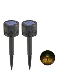 2 Pack Solar Waterproof Path Lawn Staking Induction Light, Warm White