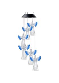 Solar Fantasy Angel Shape Wind Chime Light Hanging Lamp, Blue