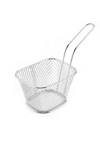 Stainless Steel Chip Serving Frying Baskets with Handle, Silver