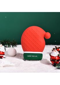 Silicone Microwave Heated Hand Warmer Christmas Hot Water Bag, Red / Hat