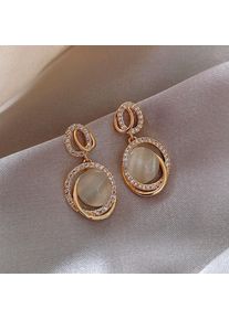 Women Shining Crystal Star Moon Cubic Zirconia Stud Earrings, Oval Shaped