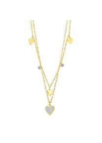 Women Gold Cold Wind Double Layer Titanium Steel Necklace, Gold