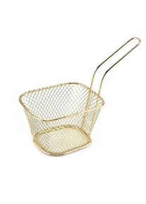 Stainless Steel Chip Serving Frying Baskets with Handle, Gold