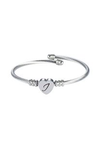 Women Heart 26 Letters Custom Name Stainless Steel Bracelet, Type I