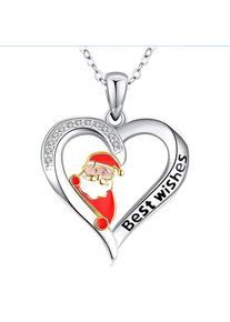 Trendy Heart Alloy Santa Elk Pendant Necklaces for Woman, Santa