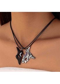 Creative Couple Metal Retro Hollow Sheep and Wolf Pendant Necklace