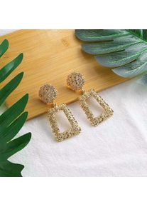 Vintage Style Rectangle Minimalist Bohemian Fashion Earrings for Women, Gold