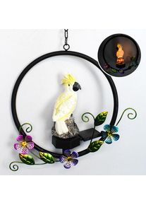 Outdoor Solar Resin Owl Parrot LED Sculpture Light, Yellow Parrot