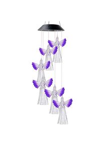 Solar Fantasy Angel Shape Wind Chime Light Hanging Lamp, Purple