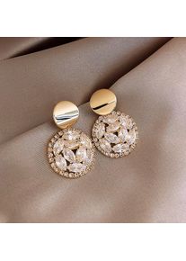 Women Shining Crystal Star Moon Cubic Zirconia Stud Earrings, Round Shaped