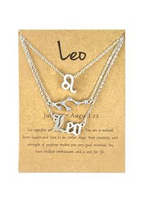 3Pcs/Set 12 Constellation Gold Silver Necklace Fashion Jewelry Birthday Gift, Silver / Leo
