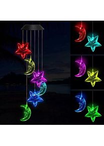 Outdoor Solar Star Moon Colorful LED Windchime Light