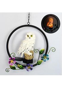 Outdoor Solar Resin Owl Parrot LED Sculpture Light, White Owl