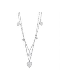Women Gold Cold Wind Double Layer Titanium Steel Necklace, Silver