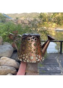 Watering Can Solar Wrought Iron LED Hollow Garden Light