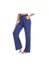 Womens Loose Casual Wide Leg Pants With Pockets, Blue / XL