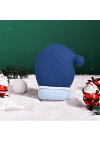 Silicone Microwave Heated Hand Warmer Christmas Hot Water Bag, Blue / Hat