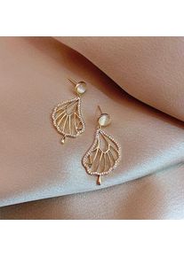 Women Shining Crystal Star Moon Cubic Zirconia Stud Earrings, Hollow Wings
