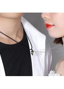 2 Pieces Love Heart Mutual Attraction Pendant Magnet Necklace Set